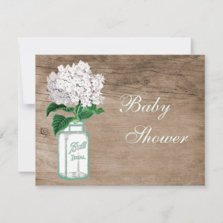 Mason Jar & White Hydrangea Rustic Baby Dusche Einladung