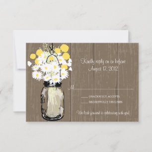 Mason Jar Wild Daisies & Billy Balls UAWG RSVP Karte