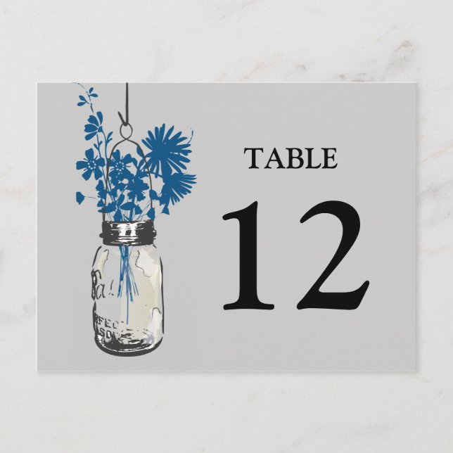 Mason Jar & Wildblumen Doppelseitige Tischkarte Postkarte (Vorderseite)