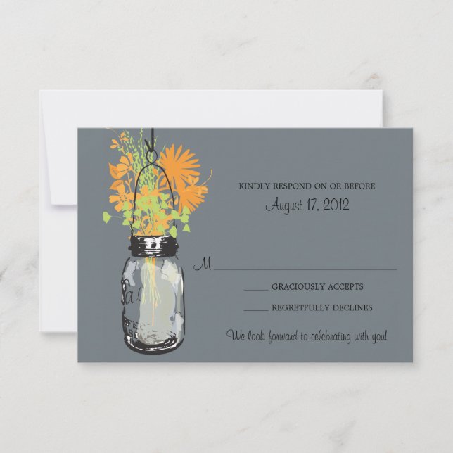 Mason Jar & Wildblumen RSVP-Karte RSVP Karte (Vorderseite)