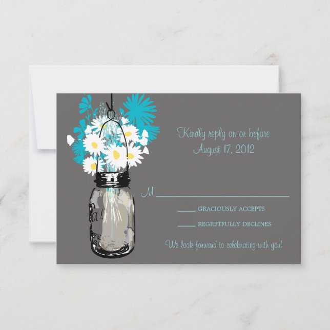 Mason Jar & Wildblumen RSVP-Karte RSVP Karte (Vorderseite)