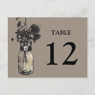 Mason Jar & Wildflower-Tischkarte Postkarte