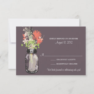 Mason Jar & Wildflowers Antwortkarte RSVP Karte