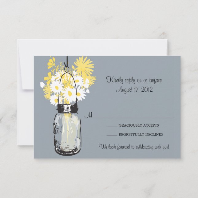 Mason Jar Wildflowers RSVP Card & Karte (Vorderseite)