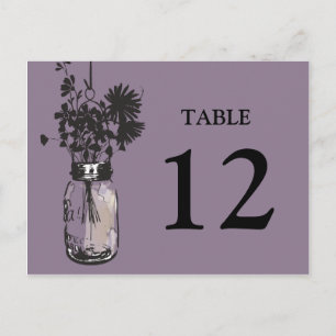 Mason Jar & Wildflowers Tischkarte Postkarte