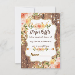 Mason Jar with a rustic flowers diaper raffle card Dankeskarte