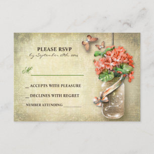 mason jarre et fleurs de corail cartes RSVP