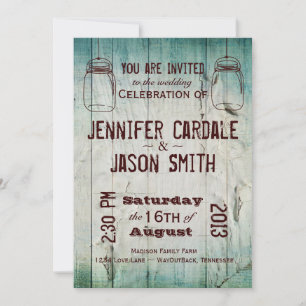 Mason Jars Barn Wood Country Wedding Einladungen