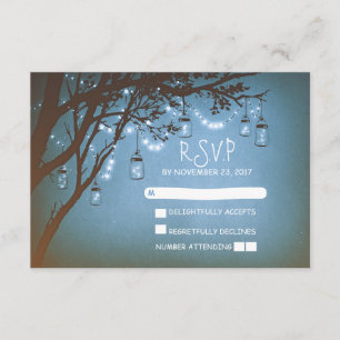 Mason Jars Baum Land rustikale Hochzeit RSVP Karte