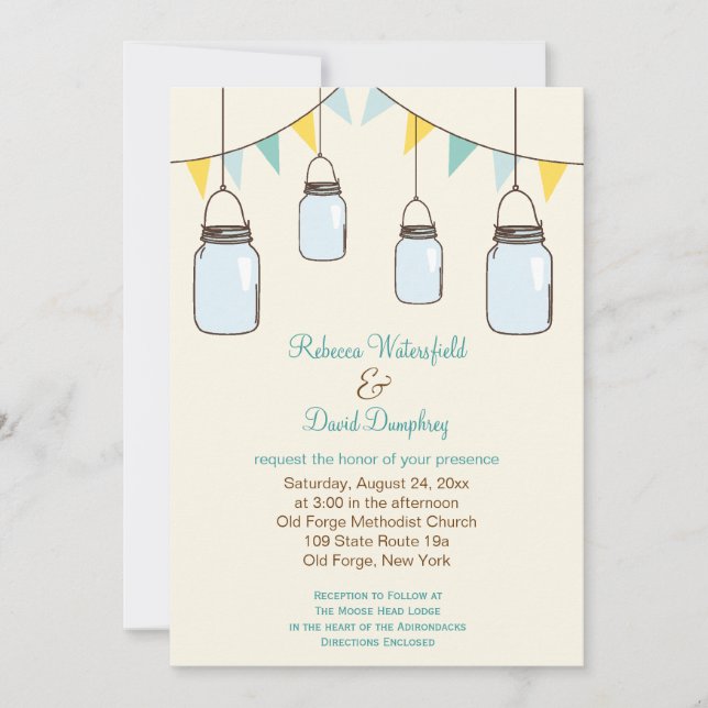 Mason Jars Country Thema Hochzeit Einladung (Vorderseite)