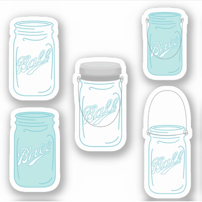 Mason Jars Custom Rustic Wedding Sticker Set (Vorderseite)