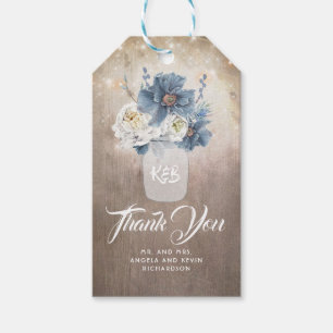 Mason Jars Dusty Blue Floral Rustikale Hochzeit Geschenkanhänger