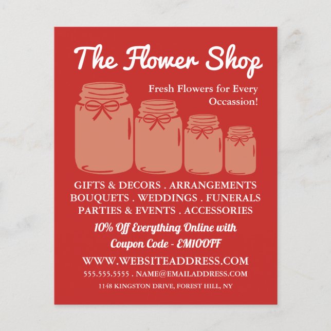 Mason Jars, Florist, Werbung in Florenz Flyer (Vorne)