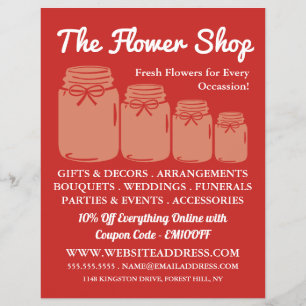 Mason Jars, Florist, Werbung in Florenz Flyer