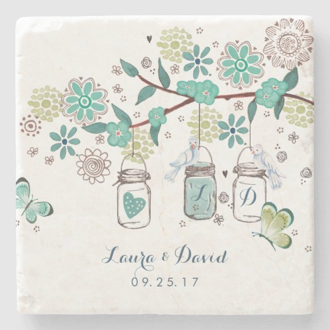 Mason Jars Garden Wedding | Untersetzer aus benutz (Vorderseite)