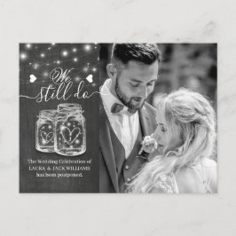 Mason Jars Hochzeit Verzögerung wir noch Foto Ankündigungspostkarte