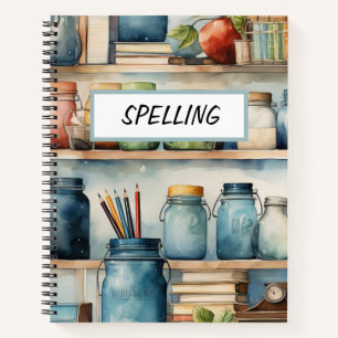 MASON JARS hübsch WATERCOLOR BLAUE SCHULE Notizbuch