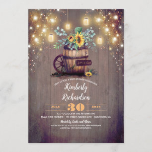 Mason Jars Lights Sonnenblumen Rustikale Babydusch Einladung