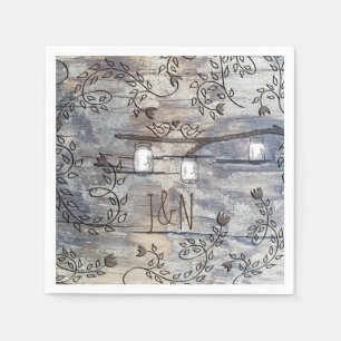 Mason Jars & Love Birds Rustikale Zweig Hochzeit Serviette