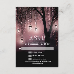 Mason Jars Lumières à cordes Elégante carte RSVP