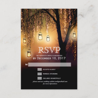 Mason Jars Lumières à cordes Elégante carte RSVP