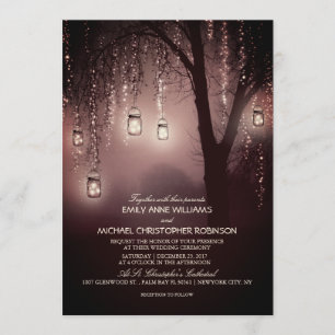 Mason Jars String Lights Elegante Rustikale Hochze Einladung