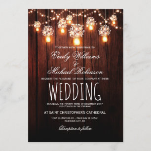 Mason Jars String Lights Elegante Rustikale Hochze Einladung