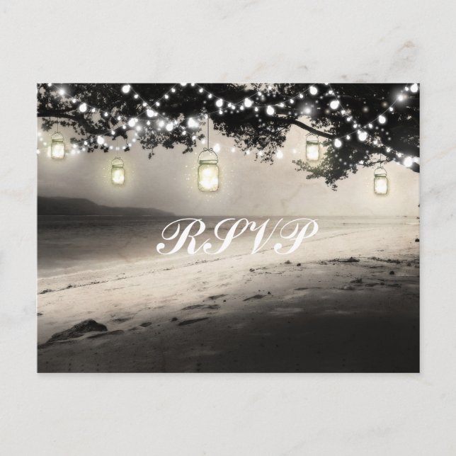 Mason Jars String Lights Elegante Rustikale Hochze Postkarte (Vorderseite)