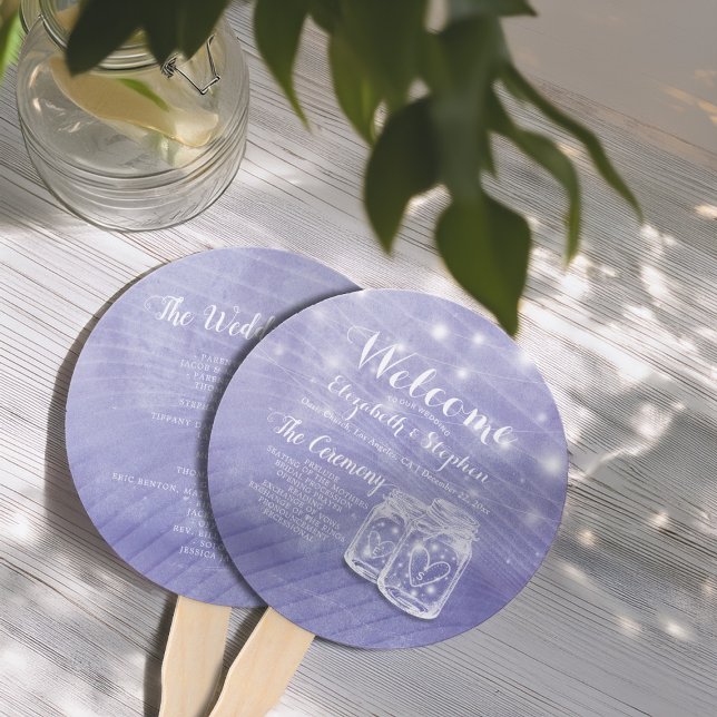 Mason Jars String Lights Hochzeitsprogramm Fächer (Von Creator hochgeladen)