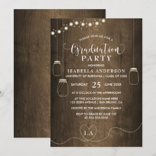Mason Jars String Lights Rustic Wood Abschluss Einladung