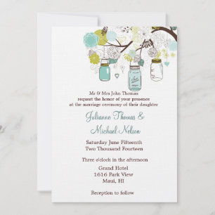 Mason Jars und Blume Hochzeit Einladung