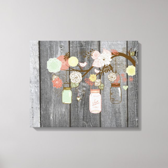 Mason Jars und Blume Leinwanddruck (Vorderseite)