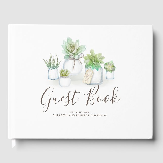 Mason Jars und kleine Sukkulente Moderne Hochzeit Gästebuch (Vorderseite)