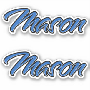 Mason Nom Bleu Autocollant Autocollant