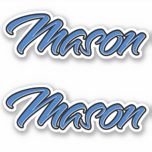Mason Nom Bleu Autocollant Autocollant (Devant)