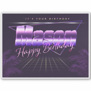 Mason Nom Prénom lila retro Sticker