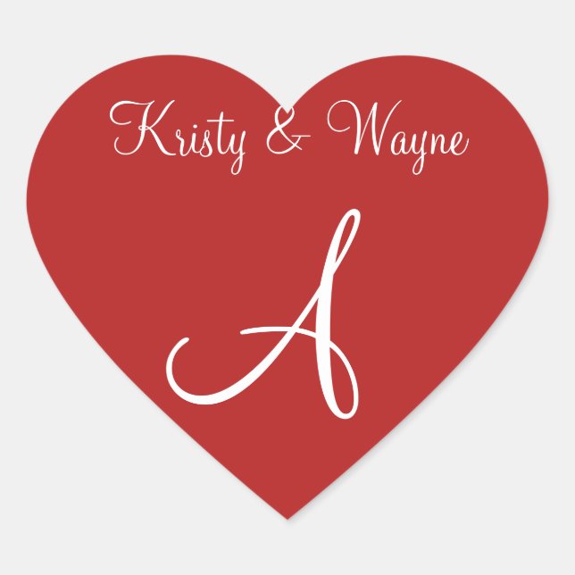 Mason Red Custom Letter Weddings Herz-Aufkleber (Vorderseite)