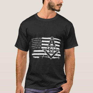 Mason Square _ Compass Masonic US Flag Freemason S T-Shirt