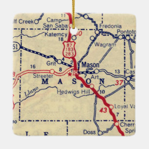 Mason TX Vintag Map Keramikornament