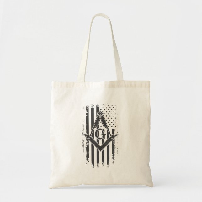 Masonic American Flag Square und Compass Tragetasche (Vorne)