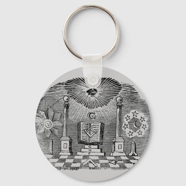 Masonic Blockcut Gravur aus dem 19. Jahrhundert Schlüsselanhänger (Vorderseite)