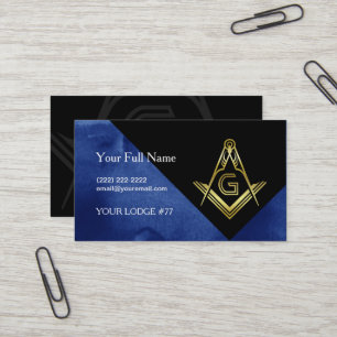Masonic Business Card Designs   Blue Black & Gold Visitenkarte