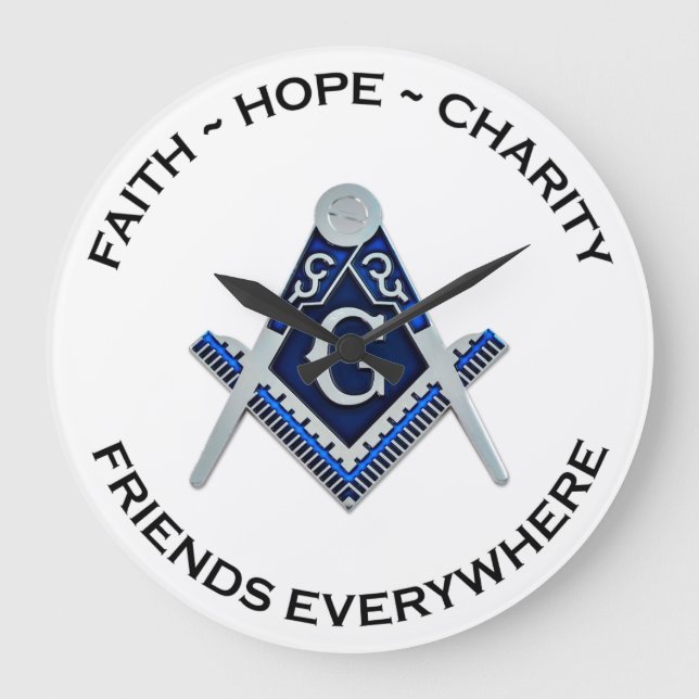 Masonic Clock Blue Große Wanduhr (Vorderseite)