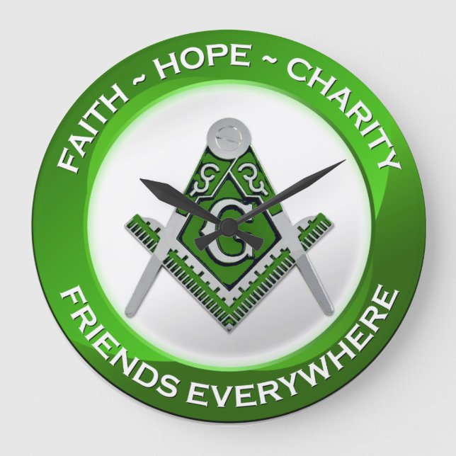 Masonic Clock Green Große Wanduhr (Vorderseite)