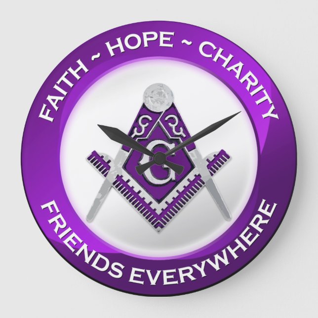 Masonic Clock Purple Große Wanduhr (Vorderseite)