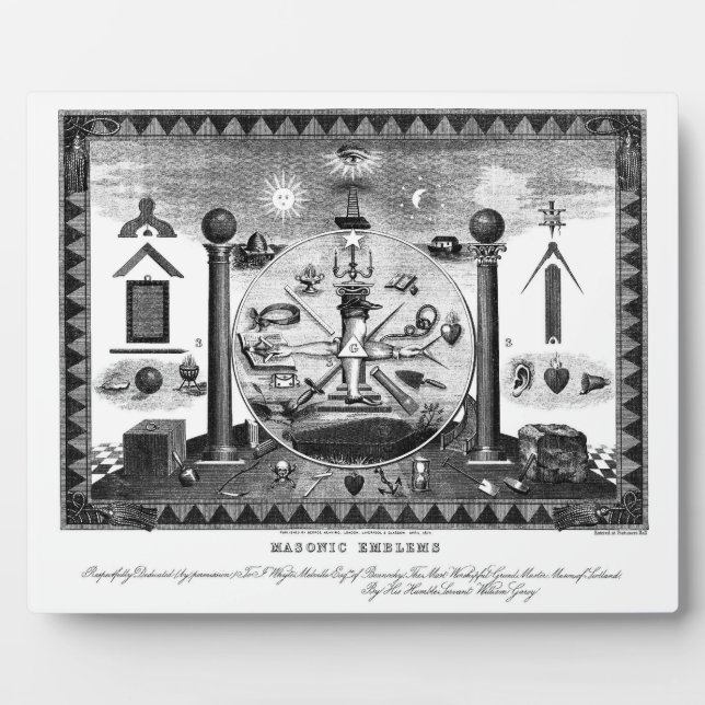 Masonic Emblems Chart aus dem Jahr 1874 Fotoplatte (Vorderseite)
