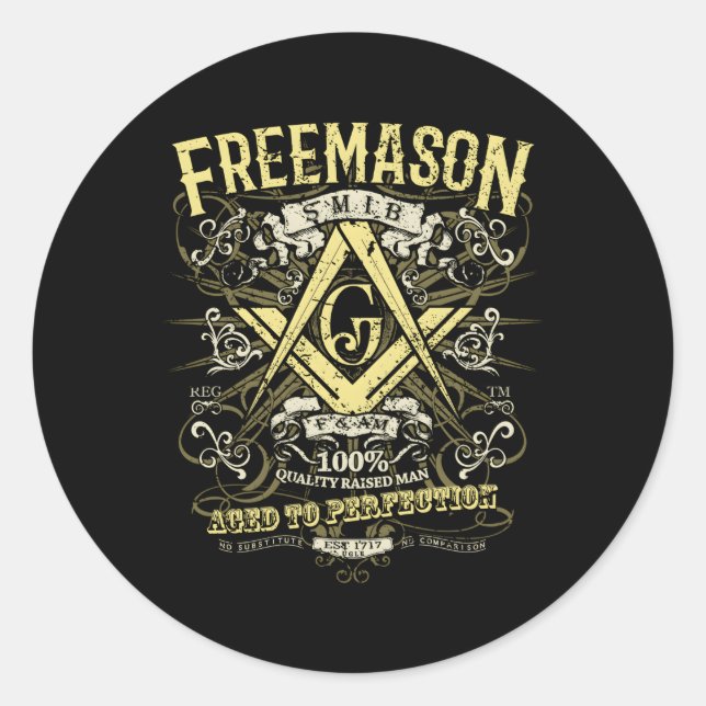 Masonic Est 1717 erschüttert Runder Aufkleber (Vorderseite)