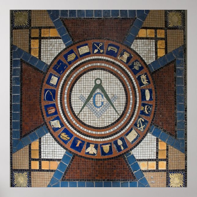 Masonic Floor Tiled Mosaik Poster (Vorne)