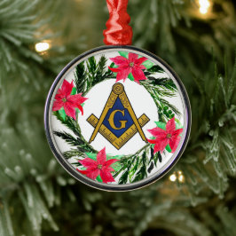 Masonic Freemason Masonry Wreath Poinsettia Ornament Aus Metall