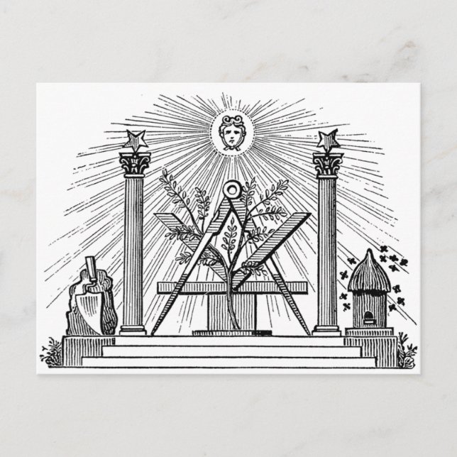 Masonic G Kenning Blockcut Gravur aus dem 19. Jahr Postkarte (Vorderseite)